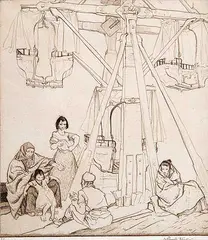 William Russell Flint, Untitled - The Old Ferris Wheel #XV, etching on paper