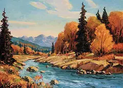 Untitled - Kananaskis Splendor by Mannie Gonsalves, oil on canvas, sold Apr 2009