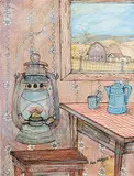 Ann Alexandra Harbuz, Untitled - The Oil Lamp in the Kitchen, 1983, mixed media on paper