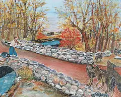 My Father Playing Fiddle to Keep Away the Wolfs by Ann Alexandra Harbuz, 1980, acrylic on canvas, sold Apr 2009