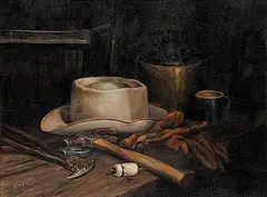 Tim Hilburn, Untitled - Hat and Hammer, oil on canvas
