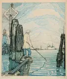 Nicholas Hornyansky, The Old Pilot, colour etching on paper