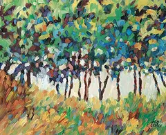 Treasure of Trees by Lory Lemco, 1984, oil on paper, sold Apr 2009