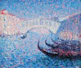 Edward S. Lowe, Untitled - Venice Scene with Gondolas, 1930, oil on canvas