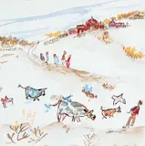 Untitled - Playing at the Farm by Janet Mitchell, watercolour on paper, sold Apr 2009