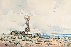 Untitled - The Old Homestead by Harold Demont Olsen, watercolour on paper, sold Apr 2009