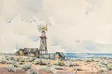 Harold Demont Olsen, Untitled - The Old Homestead, watercolour on paper