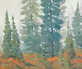 Untitled - Forest Glade by Stafford Donald Plant, oil on canvas board, sold Apr 2009