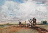 David J. Robertson, Untitled - Ploughing the Fields, watercolour on paper