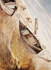 Boats by Tinyan Chan, oil on wood board, sold Apr 2009