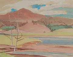 Ina D.D. Uhthoff, Caribou Country Slide, watercolour on paper