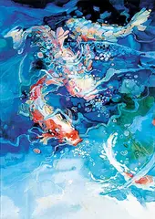 Georgia Whitaker, Untitled - Abstracted Koi, mixed media on paper