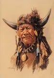 Vilem Zach, Walking Buffalo, pastel on coloured paper