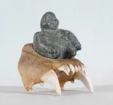 Rebecca Pakkak Apak, Untitled - Shaman, 1979, grey stone and bone carving