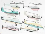 Etidlooie Etidlooie, Aircraft Becoming Sea Animals #29/50, 1981, colour lithograph on paper