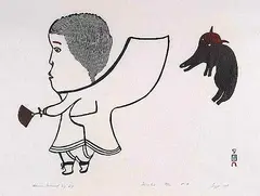 Lissie Saggiak, Woman Followed by a Dog #38/50, 1967, colour relief print on paper