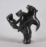 Nujaliaq Pootoogook, Untitled - Dancing Bear, green stove carving