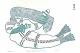 Pudlo Pudlat, Seamaiden #17/50, 1976, colour relief print on paper