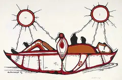 Blake Debassige, Man Floating #62/95, 1976, colour silkscreen on paper