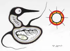 Eddie Kakepetum, Duck In Flight, 1981, watercolour on paper