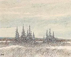 Henry Letendre, Blue Northern Spruce, 1984, oil on particle board