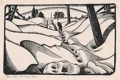 Lucille Oille, Untitled - Long Road Home (We See Signs of Spring), 1947, wood block on paper