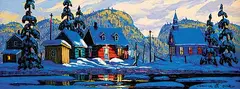 Vladimir Horik, Home on Saturday Night, oil on hard board