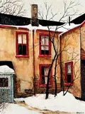 John Kasyn, Yellow Stucco on Sumack St., 1974, oil on hard board