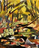 Henri Leopold Masson, Stream and Rocks, oil on canvas