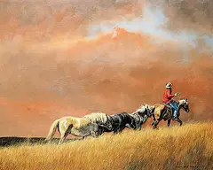 Jack Lee McLean, Leading Them In, Wycliffe Area S.E. Kootenay B.C., oil on hard board
