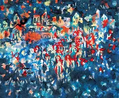 Untitled - Bustling City by Janet Mitchell, 1972, watercolour on paper, sold Nov 2008