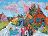 Pauline Thibodeau Paquin, Pretes pour la cuillette, 1986, oil on hard board