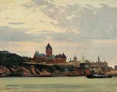 Robert Pilot, Quebec from Levis, 1928, oil on wood panel