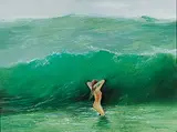 Tinyan Chan, Untitled - The Big Wave, oil on hard board