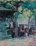 Edward S. Lowe, Untitled - The Market Place, oil on canvas