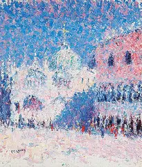 Edward S. Lowe, Untitled - Venice Square, oil on canvas