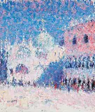 Edward S. Lowe, Untitled - Venice Square, oil on canvas