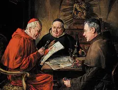 Ernst Nowak, Untitled - The Bishop, The Priest, and The Monk, oil on canvas