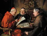 Ernst Nowak, Untitled - The Bishop, The Priest, and The Monk, oil on canvas