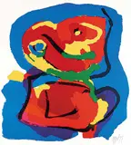 Untitled - Abstract Face #A.E. by Karel Appel, 1977, colour lithograph on paper, sold Nov 2008