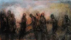 Eve Leader, Untitled - Nine Figures, oil on mylar