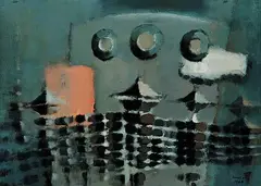 Helmut Linsser, Untitled - Urban Landscape, 1968, oil on paper