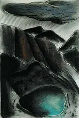 Barbara Milne, Untitled - Rocky Mountain Lake, 1985, mixed media on paper