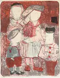 Maxwell Bennett Bates, Children #11/15, 1957, colour lithograph on paper