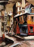 Andre Besse, Rue St. Paul, vieux Montreal, 1970, oil on canvas