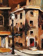 Andre Besse, Rue St. Jean Baptiste, Montreal, 1970, oil on canvas