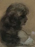 Frederick Sproston Challener, Untitled - Portrait of a Young Woman, 1905, chalk on paper