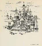 Reta Madeline Cowley, Untitled - Street Scene with Church