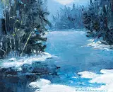 N. Nicholas de Grandmaison, Winter Break, oil on canvas board