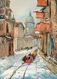 Lois Eastman-Coates, Untitled - Horse-drawn Sleigh in Quebec, oil on canvas board